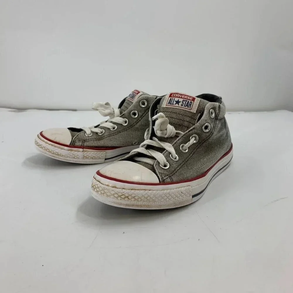 Converse Kids Chuck Taylor All Star Gray 651818F Mid Top Lace Up Sneakers Size 5